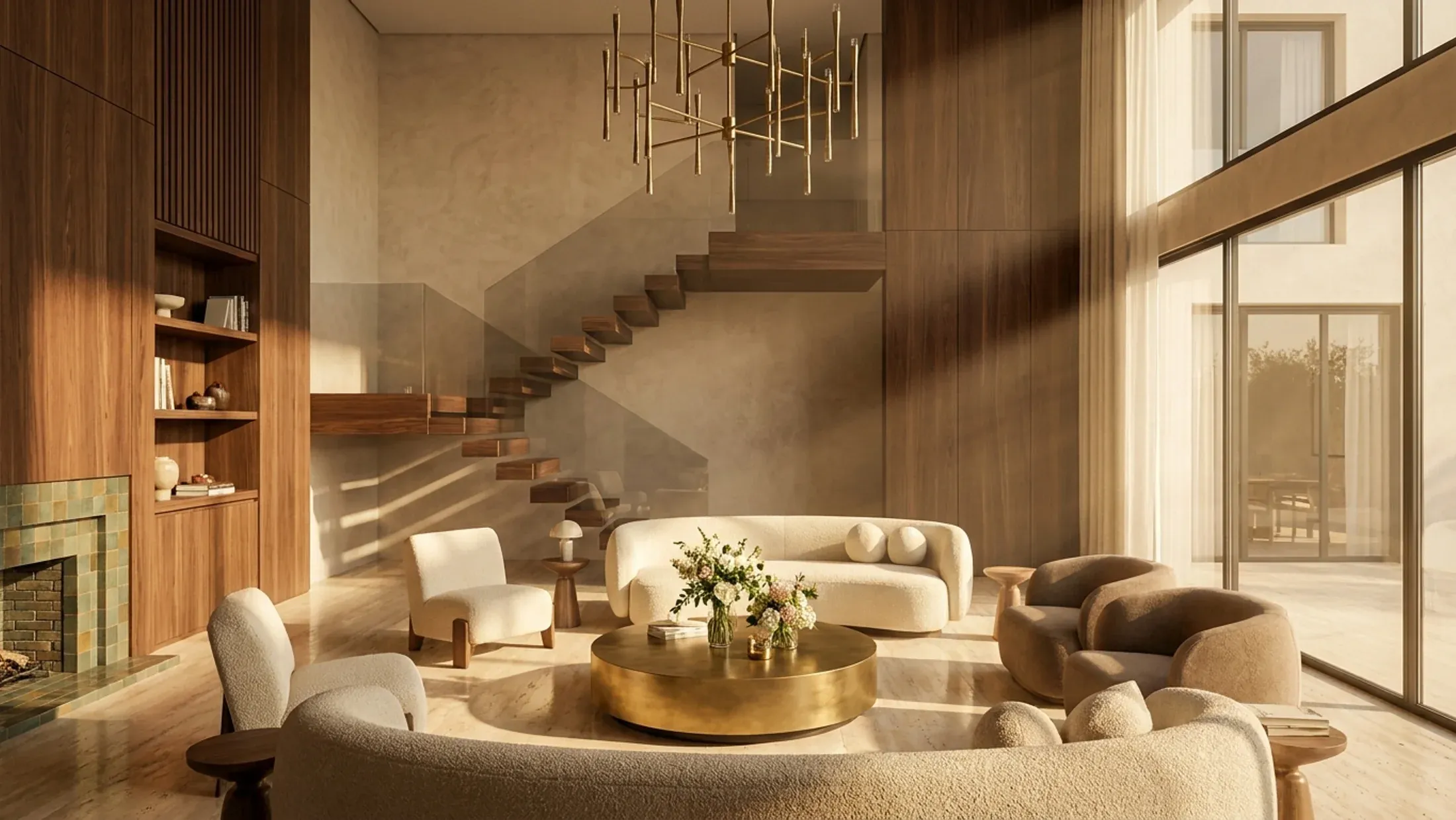 Intérieur de villa contemporaine baigné de lumière naturelle