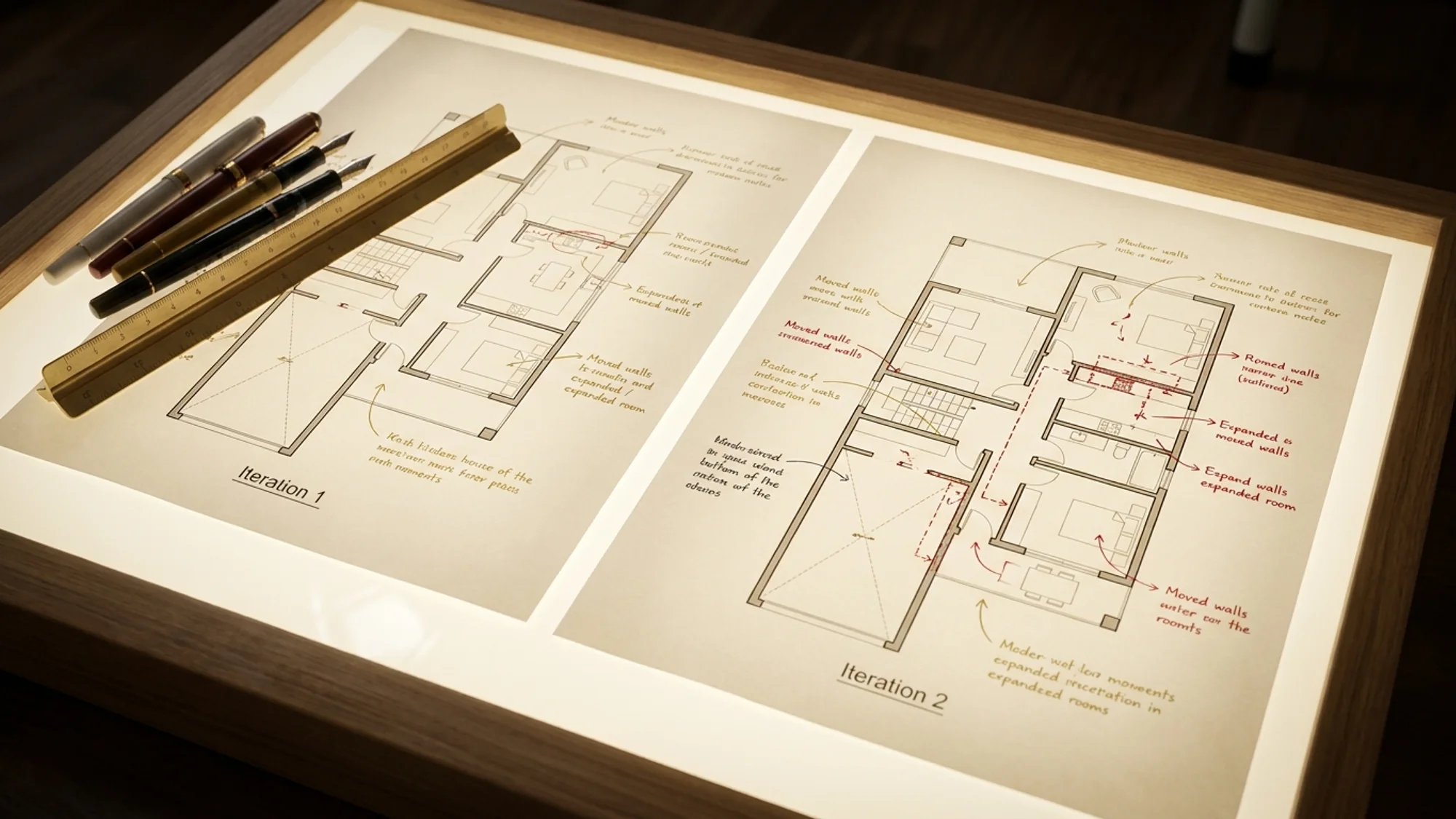 Architecte révisant un plan de villa avec un client au Maroc